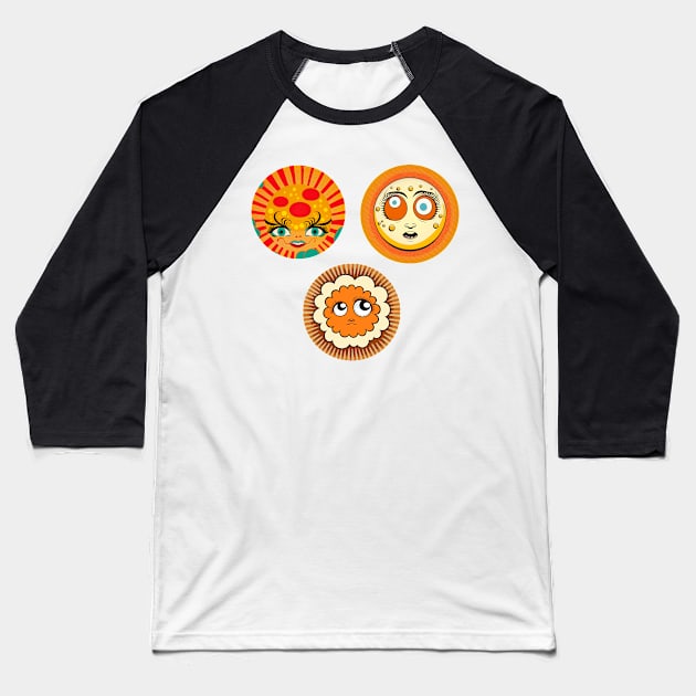 Crazy Sun Moon and Cloud Collection Baseball T-Shirt by TheJadeCat